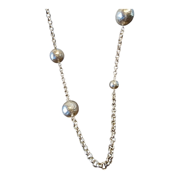 Chico's Hammered Goldtone Ball Chain Link Vintage Necklace - Picture 4 of 5